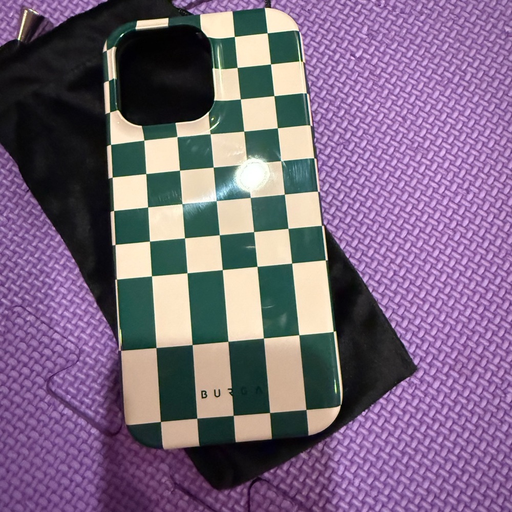 Green and White Checkered Phone Case